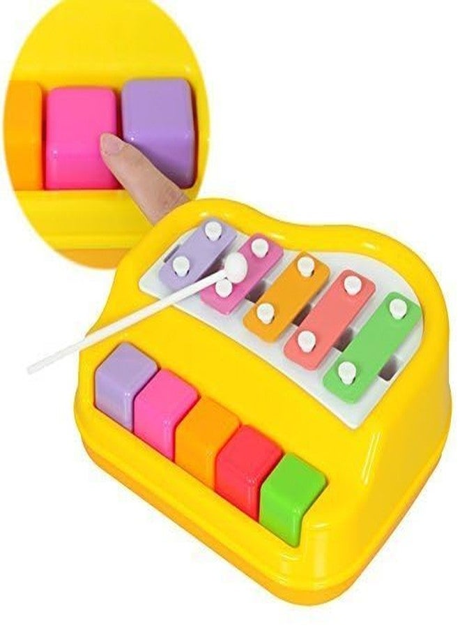 JAPSI 2-in-1 Kids Piano Xylophone Musical Toy, 5 Multicoloured Keys, Musical Learning Instrument with 2 Sticks, Age 3+ - Image 2